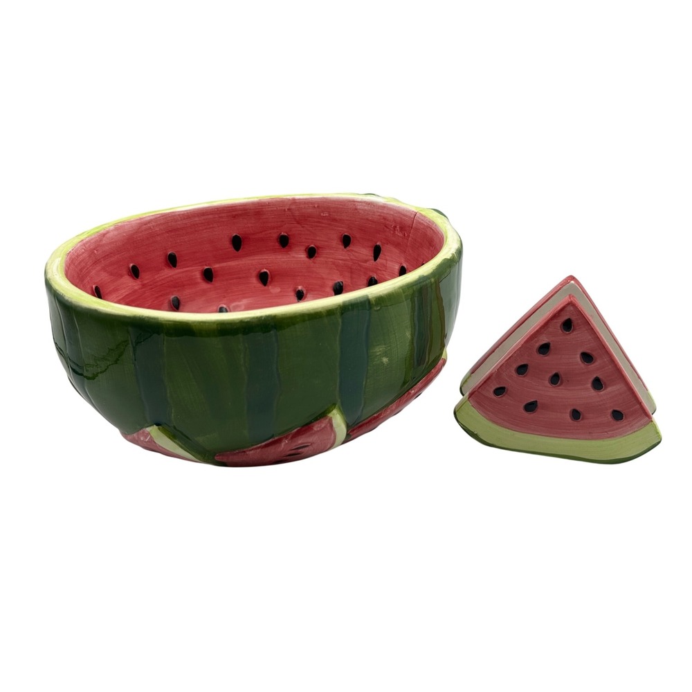 Watermelon Bowl & Napkin Holder Set Fruit‎ Kitchen Decor Summer Fun